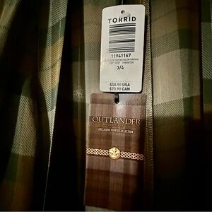 Torrid Outlander Plaid Kimono in Green and Tan